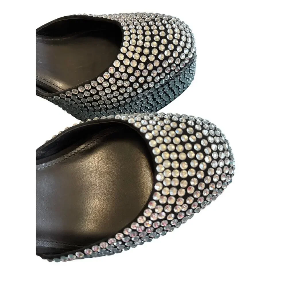 Larroude Ari Rhinestone Studded Platform Block Heels size 9 Glam Sparkle